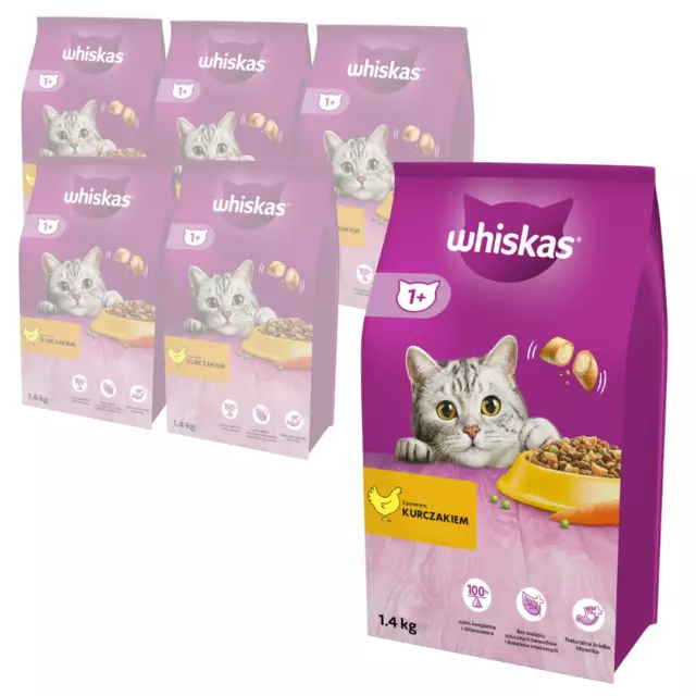 Whiskas Nourriture pour chat adulte au poulet 6 x 1,4 kg