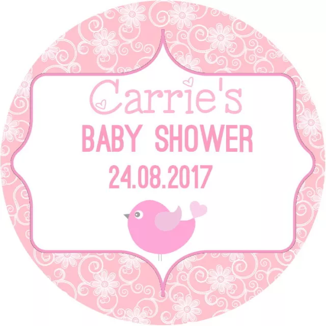 Christening Pink Baby Shower Personalised Gloss Party Stickers Pink Chick Labels