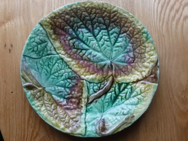 Antique Victorian Majolica Leaf Plate Multicoloured