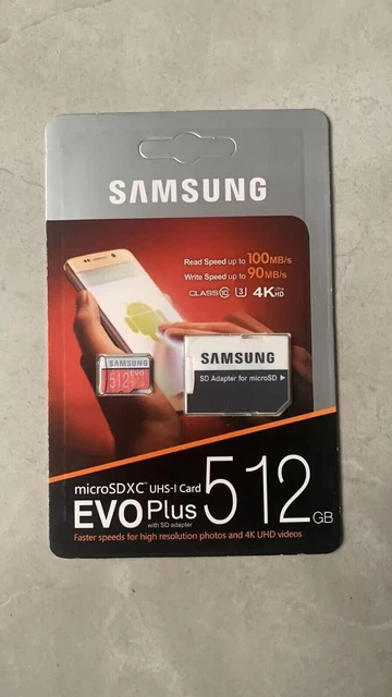Carte Mémoire Micro SD SDHC SDXC Class 10 Samsung 512 GB EVO PLUS