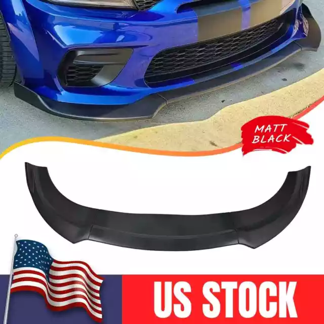 Matte Black For Dodge Charger SRT 2015-23 V1 Style Front Bumper Lip Splitter US