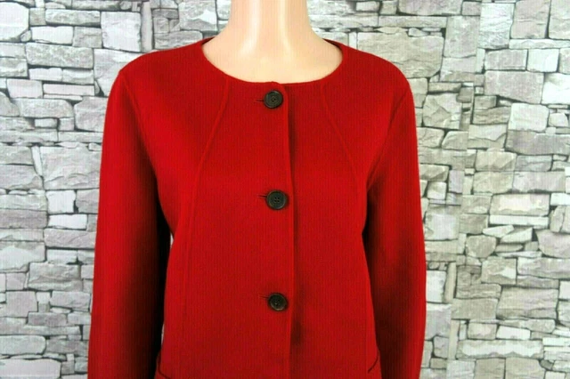 Talbots Damen Flex Wolle Kochwolle Strick Blazer Cardigan Rot 44
