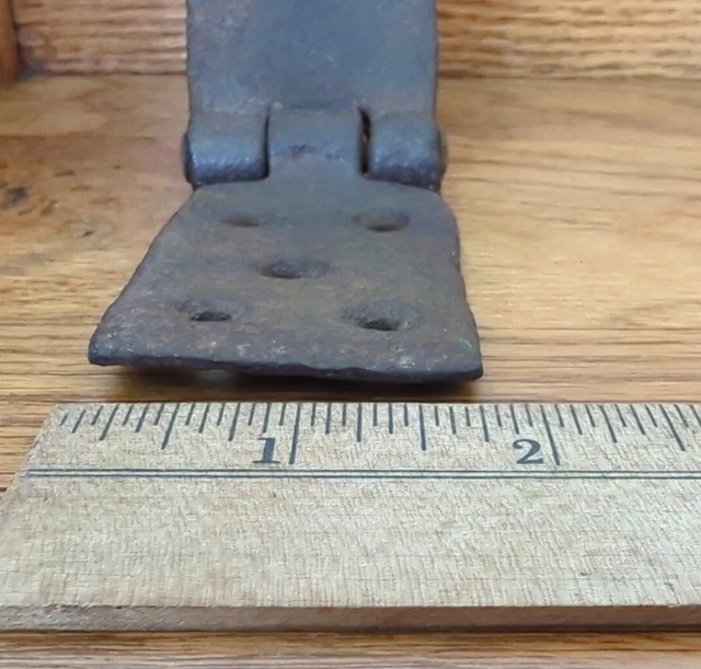 Antique 1800’s Barn Strap Hinge Hand Wrought Iron Round End Door or Furniture 4