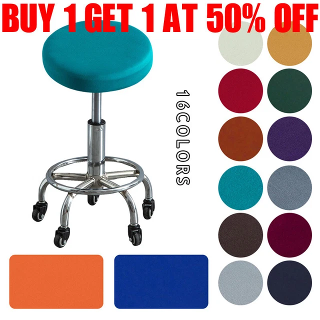 Tiuimk Housse De Tabouret De Bar Ronde Extensible Noir 40 Cm