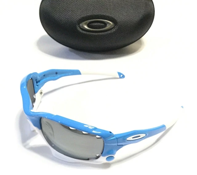 OAKLEY RACING JACKET SUNGLASSES Glacier Blue w/ Black Iridium Polarized Lenses