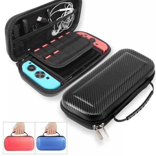 Nintendo Switch Carrying Case Carbon Fiber Hard Portable Pouch Travel Bag