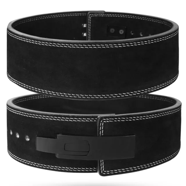 Weight Lifting Power Leather Lever Belt Gym Training Bodybuilding Belt Black