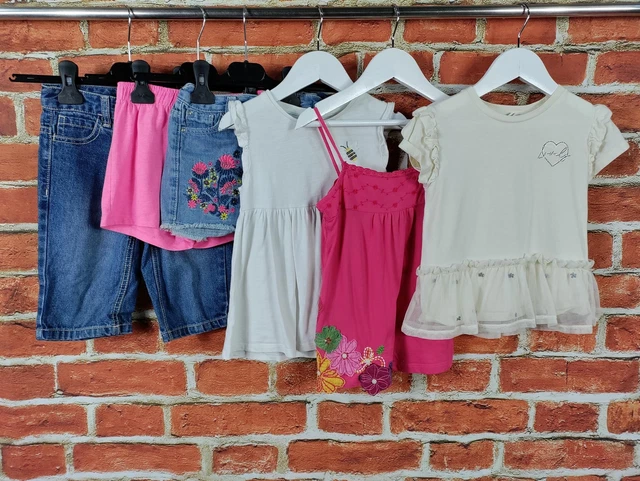 Girls Bundle Age 3-4 Years Next M&S River Island Summer Tops Shorts Flower 104Cm