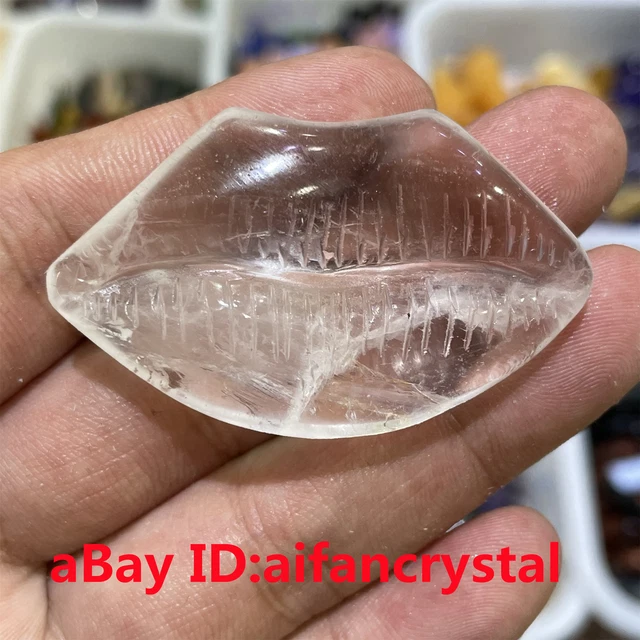 1PC Natural White crystal red lips Carved red lips Reiki quartz crystal Healing 16