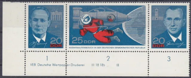 Briefmarken DDR Mi Nr. 1138-40 sowjetische Kosmonauten Druckvermerk DV DWD II **