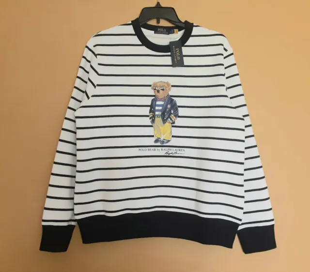 POLO Bear RALPH LAUREN  Sweatshirt Striped Jacket Preppy Fleece L XL XXL 2XL