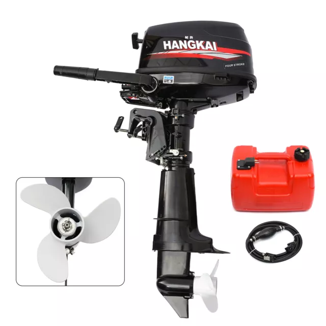 HANGKAI Moteur Hors-bord 6.5 CV 4 Temps Moteur Marin Refroidi l'eau 123CC