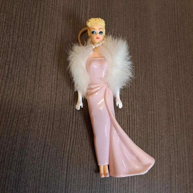 Barbie 1996 Enchanted Evening Vintage Keychain Blonde Pink Dress White Fur Wrap