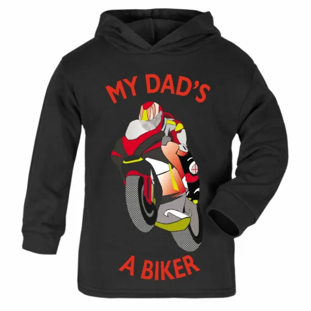 My Dad a biker sports motorcycle toddler kids children black hoodie