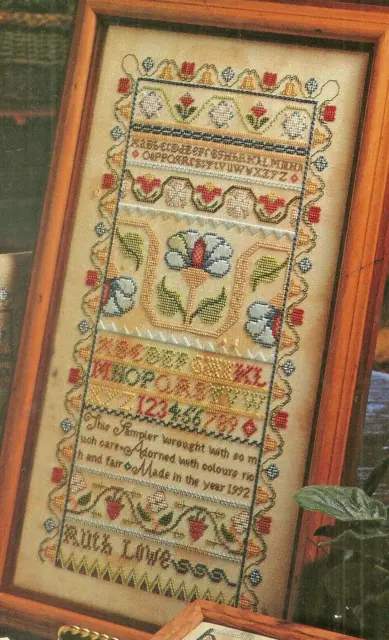 Antique Sampler Instant Heirloom Cross Stitch Pattern Chart magazine pages