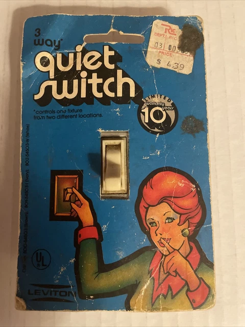Vintage NIP Leviton Single Pole 15A Quiet Switch, Made In The USA!