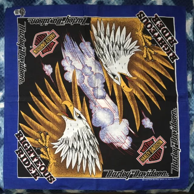 Vintage Licensed Harley Davidson Eagle Righteous Rider Bandana 21x21