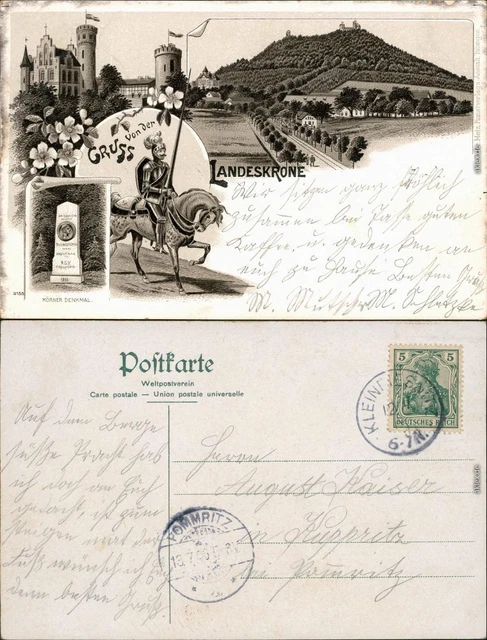 Ansichtskarte Görlitz Zgorzelec Litho Ak: Ritter, Landeskrone, Denkmal 1906