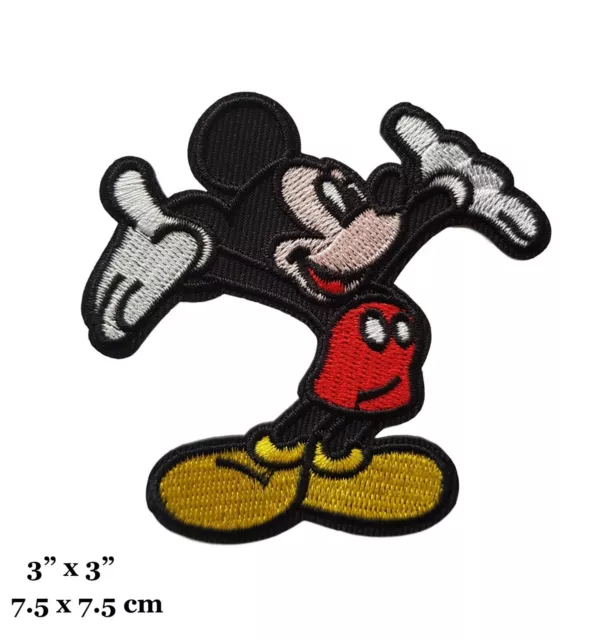 MICKEY + MINNIE MOUSE Embroidered Sew-On/Iron-On 5 x 3 Vintage Cartoon  Patch