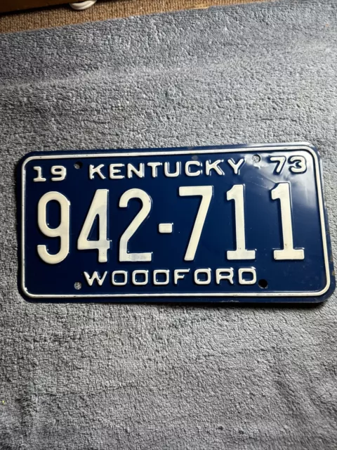 1973 Woodford County Kentucky License Plate 942-711