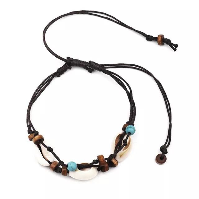 Boho Natural Sea  Stone Anklets For Women Wood Bead Seashell Ankle Bracelet3463