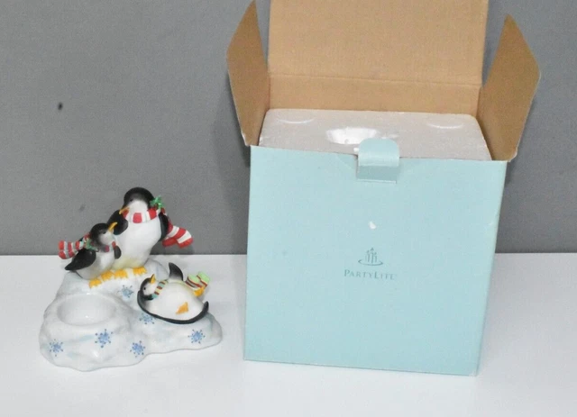 Partylite p9251 Spielender Pinguin und seine Kinder Fach #D5