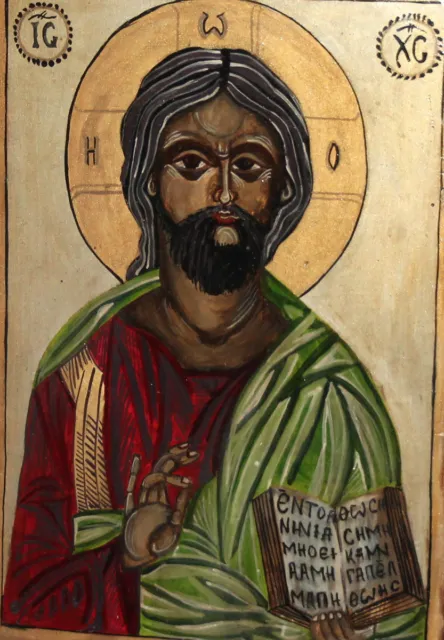 Jesus Christ Hand Painted Tempera Wood Orthodox Icon