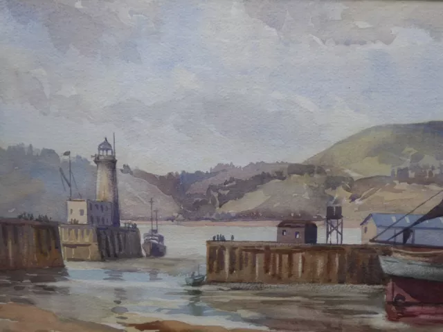 Watercolour Scarborough Harbour   Artist D M Bland Free Shipping