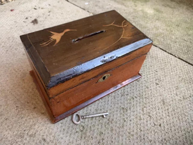 Antique Wooden Box Lock & Key