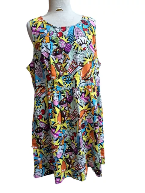 ModCloth Folter Dress Women 3X Good Enough To Eat Comic Pop Culture Food Pockets