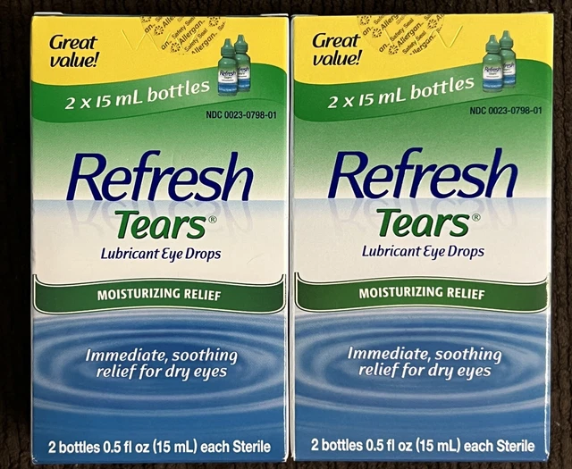LOT OF 2 REFRESH TEARS lubricant eye drops 0.5 Total 4 Bottles 15 ml