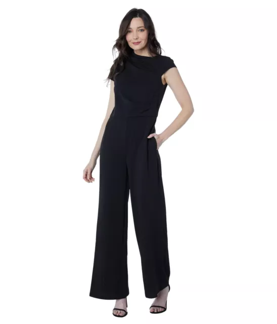 Maggy London Women's High Jumpsuit Occasion Event, Cap Sleeve Neck-Black size 12