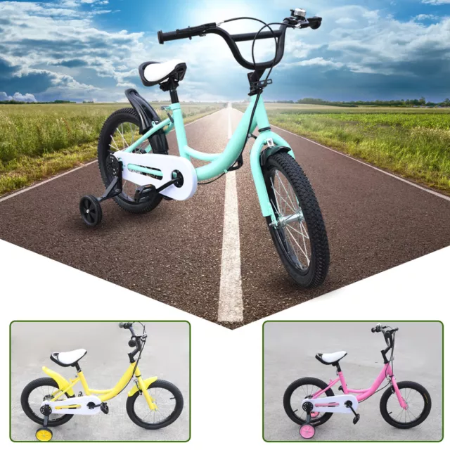 16inch Universal Kid's Bicycle Height Adjustable w/ Auxiliary Training Wheels UK