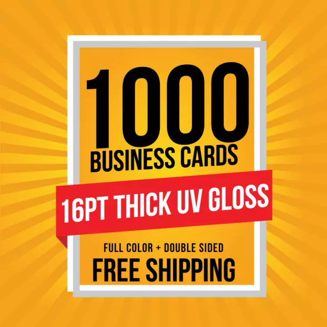 1000 Business Cards THICK 16pt | FULL COLOR | Glossy UV Coating | FREE SHIPPING