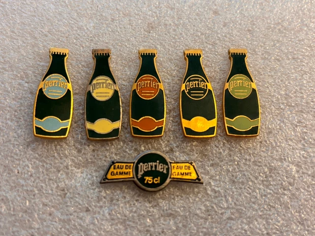 Lot De 3 Pin's Perrier Collector Tennis - Édition Corporative Boisson Gazeuse, Occasion