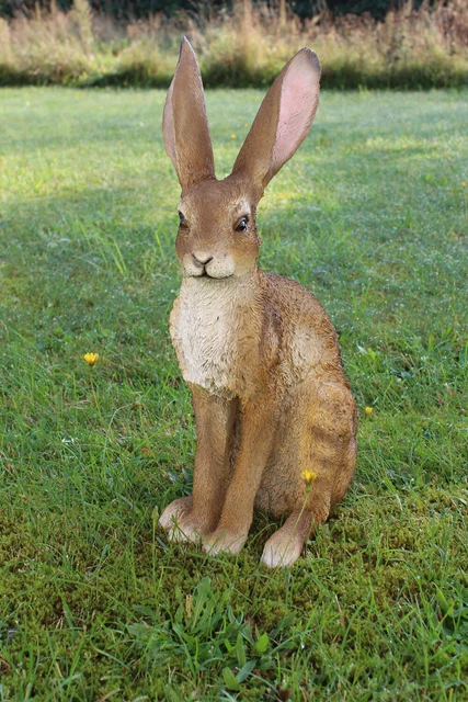 Tierfigur Hase lebensgröße Feldhase Gartenfigur 51cm Gartendekoration Rammler