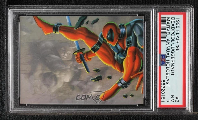 1995 Flair Marvel Annual Holoblast Deadpool Juggernaut vs #2 PSA 7 0nr3