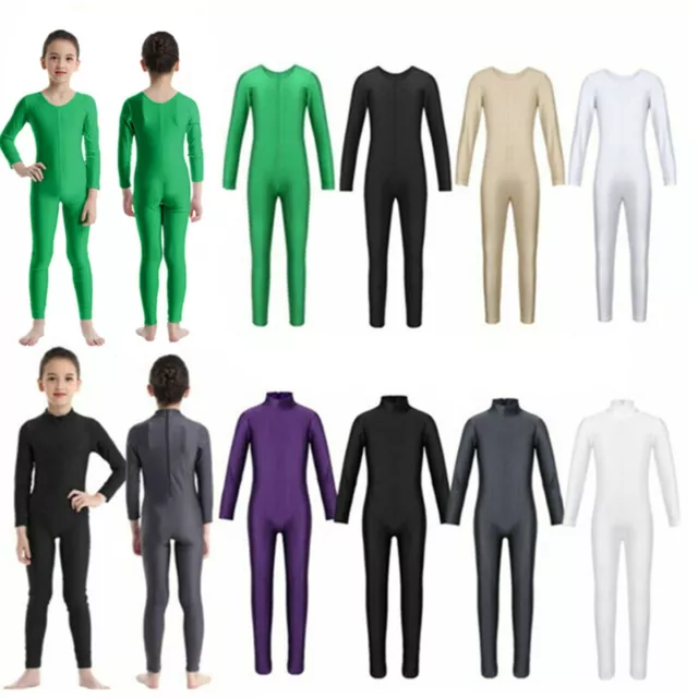 Child Kids Long Sleeve Full Body Unitard Gymnastic Leotard Ballet Dance Jumpsuit 2