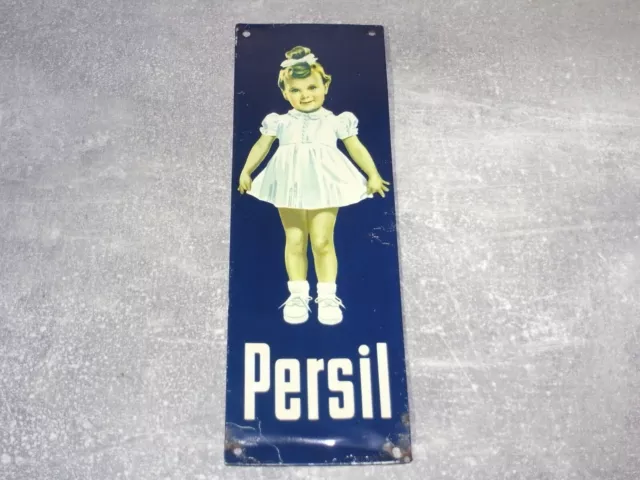 Altes PERSIL Mädchen Blech Türschild Blechschild Reklame Werbung Schild