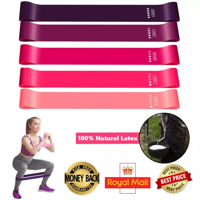 Resistance Bands Loop Latex Exercise Booty Sports Fitness Home Gym Yoga Set of 5