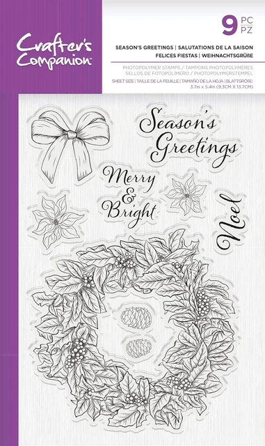Crafters Companion CC-STP-SEGREE Photopolymer Stamp-Season'S Greetings, A6, Tran