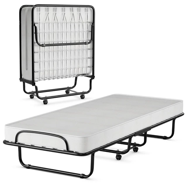 Giantex Letto Pieghevole Per Adulti Con Materasso In Memory Foam - Struttura In Metallo Con Ruote, Letto Porta Letto Per Ospiti, Pieghevole, Made In Italy - 3