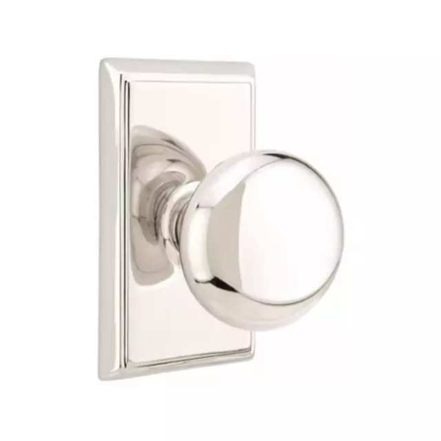 Door knob emtek providence rectangular rosette polished nickel