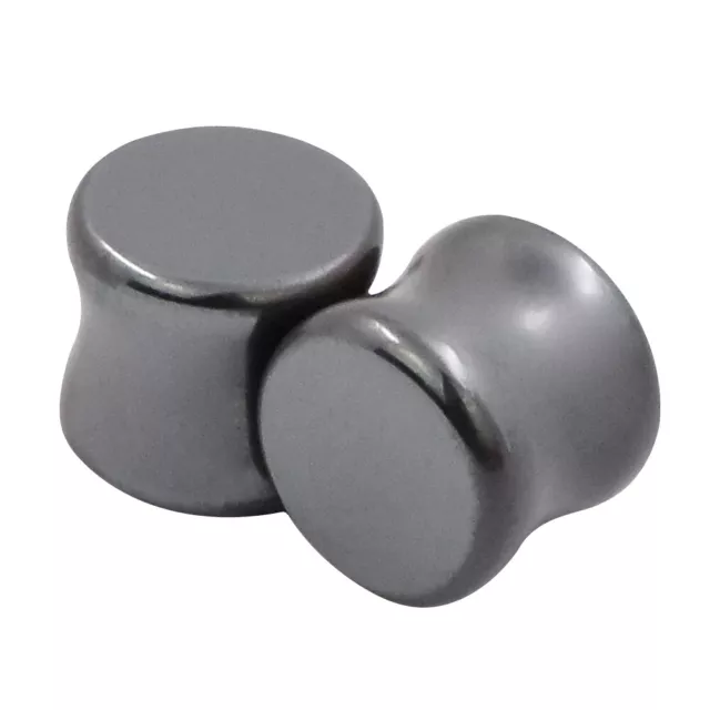 PAIR Hematite Stone Organic Flesh Tunnels Stone Ear Plugs Gauges Earring USA