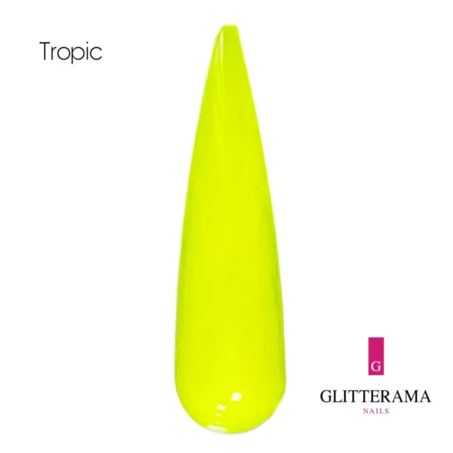 TROPIC Coloured Acrylic Powder Glitterama nails Neon Yellow bright sun summer