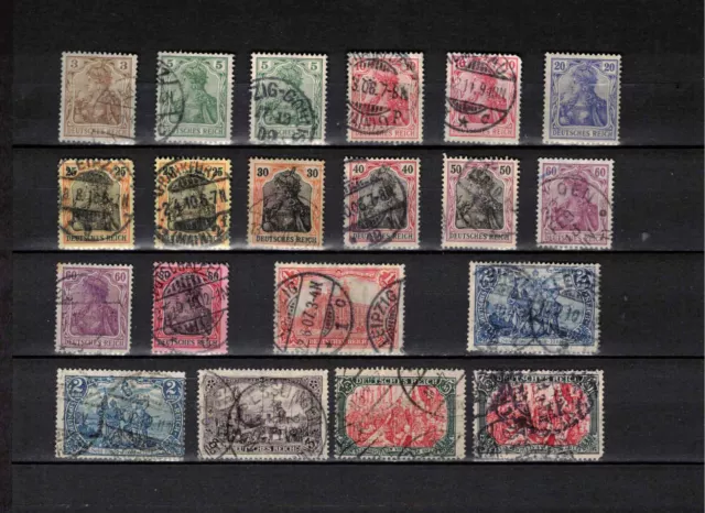 Deutsches Reich 1905/13 Germania kl. Lot aus Mi. 83 - 97 gestempelt