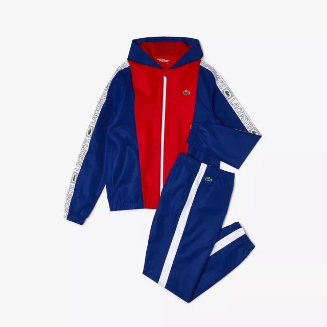 Red white and sales blue lacoste tracksuit