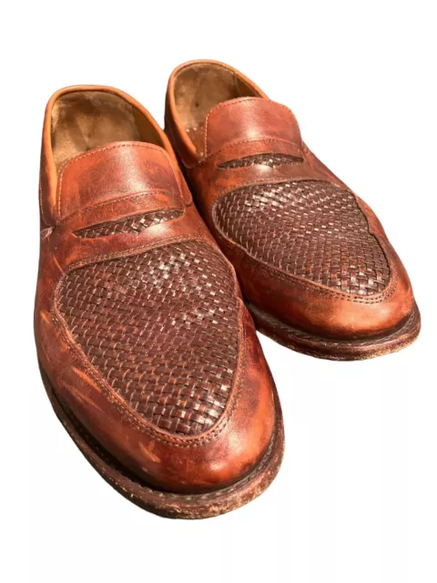 Allen Edmonds Carlsbad Brown Weave Loafers Leather Dress Shoes Mens Size 10D