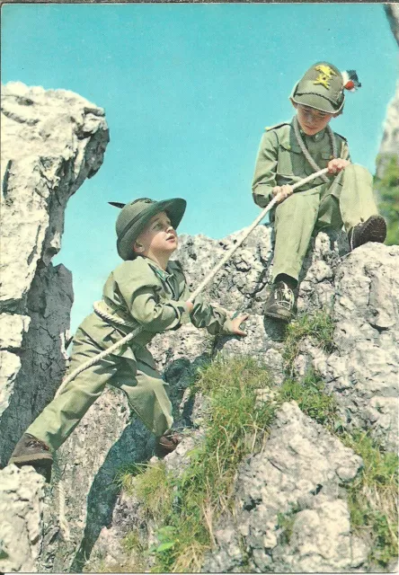 Cartolina Soldatini, Piccoli Alpini Scalatori, Umoristica