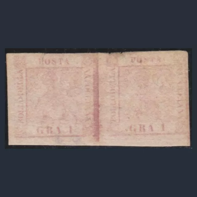 ASI 1858 Napoli 1 grano n. 3 Coppia Francobolli Nuovi MH  * Antichi Stati Italia 2